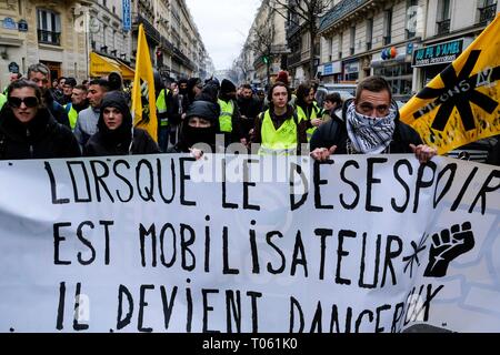 16 Mär, 2019. Gilet Jaunes Acte 18, Paris, Frankreich. Gilet Jaunes Marching Credit: Rokas Juozapavicius/Alamy leben Nachrichten Stockfoto