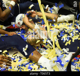 März 17, 2019; Auburn Tiger feiert den Gewinn der SEC Championship Game zwischen den Tennessee Freiwilliger vs Auburn Tiger bei Bridgestone Arena in Nashville, TN (obligatorische Photo Credit: Steve Roberts/Cal Sport Media) Stockfoto