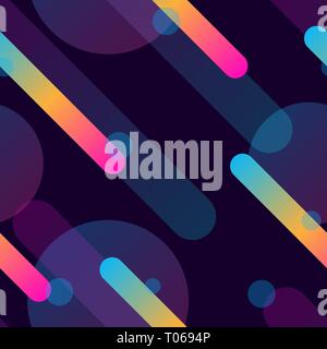 Vaporwave nahtlose 80er Jahre Stil Muster mit geometrischen Formen. Bunten Hintergrund mit Formen, Verläufe und Text. Stock Vektor