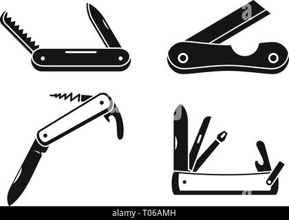 Taschenmesser cutter Symbole gesetzt. Einfaches Taschenmesser cutter Vector Icons für Web Design auf weißem Hintergrund Stock Vektor