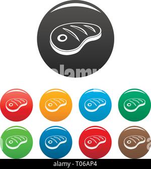 Abendessen steak Icons Set 9 Farbe Vektor isoliert auf Weiss für jedes Design Stock Vektor