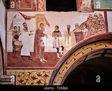 Fotos & Bilder der Byzantinischen Fresken Panels in der Gelati georgisch-orthodoxen Kirche der Heiligen Jungfrau, 1106, Szenen aus der Passion von Chri Stockfoto