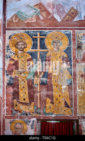 Fotos & Bilder der Byzantinischen Fresken Panels in der Gelati georgisch-orthodoxen Kirche der Heiligen Jungfrau, 1106, Darstellung einer georgischen König und die Königin. Die Stockfoto