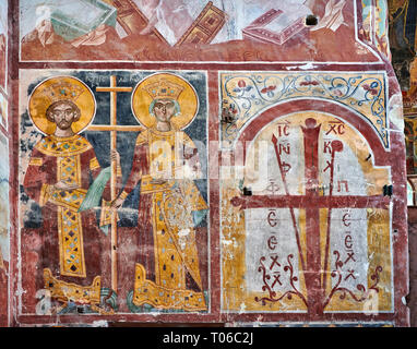Fotos & Bilder der Byzantinischen Fresken Panels in der Gelati georgisch-orthodoxen Kirche der Heiligen Jungfrau, 1106, Darstellung einer georgischen König und die Königin. Die Stockfoto