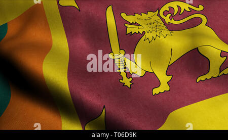 Sri Lanka wehende Flagge in 3D Stockfoto