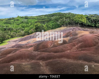 Blick auf Sieben farbige Erde von Chamarel, Mauritius Insel Stockfoto