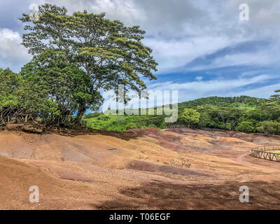 Blick auf Sieben farbige Erde von Chamarel, Mauritius Insel Stockfoto