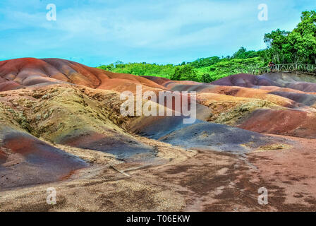 Blick auf Sieben farbige Erde von Chamarel, Mauritius Insel Stockfoto