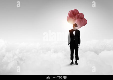 Junger Mann Mime. Mixed Media Stockfoto