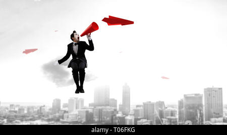 Junger Mann Mime. Mixed Media Stockfoto