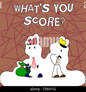 Text Zeichen zeigen, was S Sie punkten. Business foto Präsentation persönliche individuelle Bewertung durchschnittliche Ergebnisse Statistiken sagen Abbildung von zwei Männern stehen Wi Stockfoto