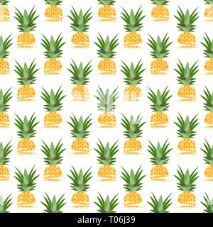 Vektor nahtlose Muster mit Ananas, Scheiben Ananas. Tropische Früchte. Sommer Hintergrund. Stock Vektor