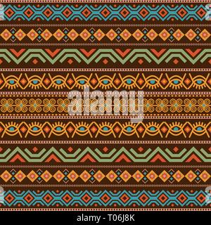 Adinkra afrikanische nahtlos mit Symbolen. Antike Muster. Vector Illustration. Stock Vektor