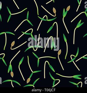 Microgreens Karotte. Keime von Samen einer Pflanze. Nahtlose Muster. Vitamin Supplement, veganes Essen Stock Vektor