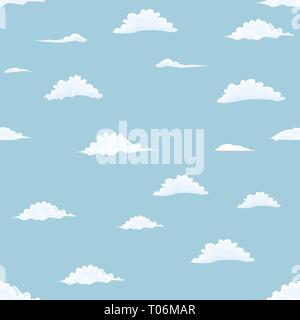 Nahtlose auf Wolken und blauer Himmel. Flachen farbe Stil Vector Illustration. Stock Vektor