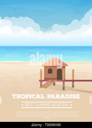 Tropical Beach Ferienhäuser banner Stock Vektor