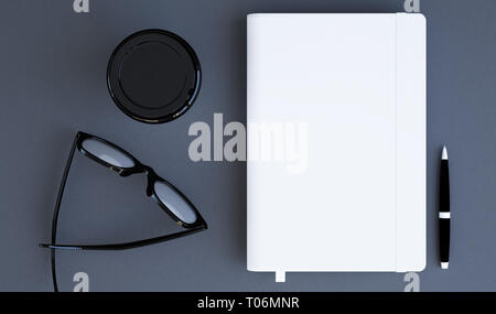Weiße Notebook mockup 3D-Rendering Stockfoto