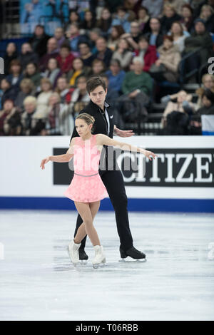 Darja Pavliuchenko und Denis Khodykin aus Russland während der Europameisterschaft 2019 Stockfoto