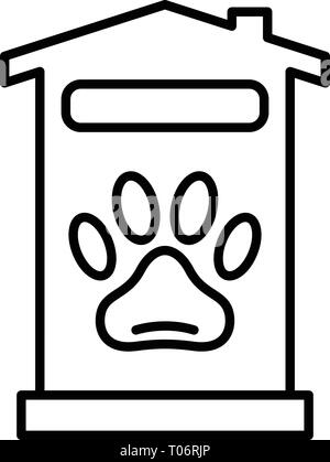 Pet-Hotel Haus Symbol, outline Style Stock Vektor