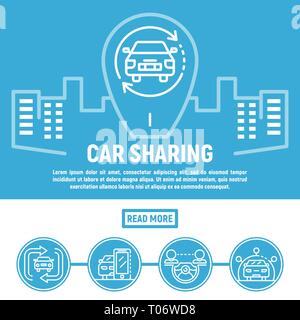 City Car sharing Banner, outline Style Stock Vektor