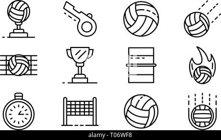 Volleyball Icons Set, outline Style Stock Vektor