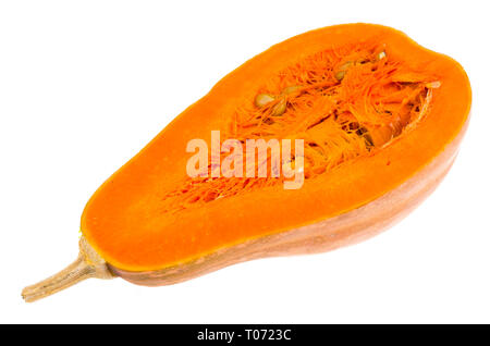 Frische Orange halbieren Cucurbita moschata. Studio Foto Stockfoto