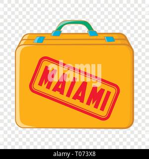 Koffer für einen Flug nach Miami-Symbol, Cartoon-Stil Stock Vektor