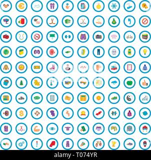 100 Hockey Icons set, cartoon-Stil Stock Vektor