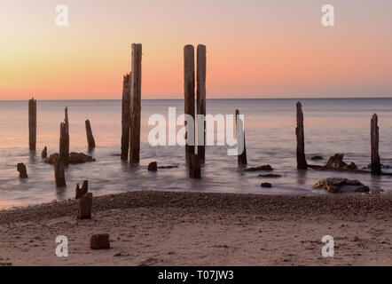 Port Willunga in Südaustralien bei Sonnenuntergang Stockfoto