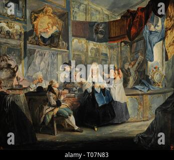 Luis Paret y Alcázar (1746-1799). Pintor rococó Español. La Tienda de Geniani, 1772. Las Mejores. Oleo sobre Tabla. Museo Lázaro Galdiano. Madrid. España. Stockfoto