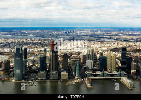 Jersey City Skyline aus der Luft Stockfoto