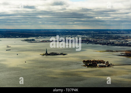 Ellis und Liberty Island, New Jersey, November 2018 Stockfoto