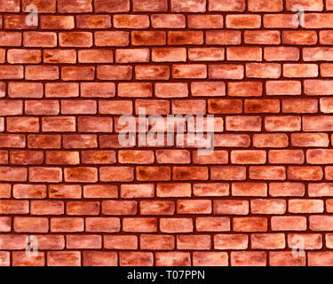 Red Brick Wall als Aquarell industriellen Hintergrund. Hand gezeichnet und gemalt Stockfoto