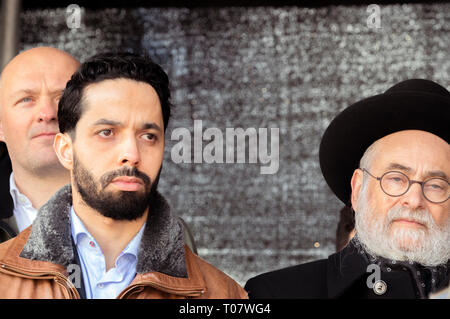 Azzedine Karrat und Binyomin Jacobs bei Demonstration gegen Massaker in Christchurch, Neuseeland in Amsterdam Die Niederlande 17-3-2019 Stockfoto