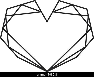 Geometrische Vector schwarz Herzform Rahmen mit Platz für Text. Liebe Symbol für Grußkarte oder Hochzeit, Valentinstag, Tätowierung, drucken. Vektor Stock Vektor