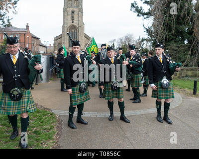 Birmingham irischen Pipes und Drums Stockfoto