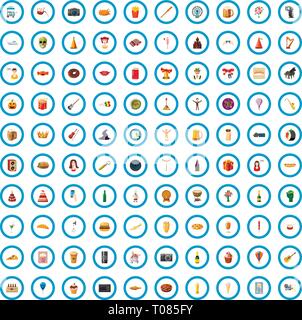 100 Partei Symbole Feiertagssatz, Cartoon-Stil Stock Vektor
