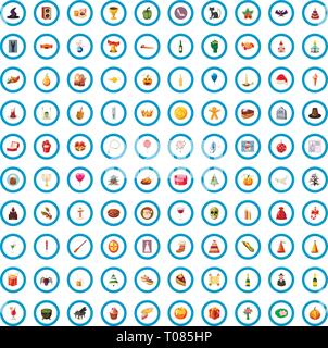 100 Urlaub Icons set, cartoon-Stil Stock Vektor