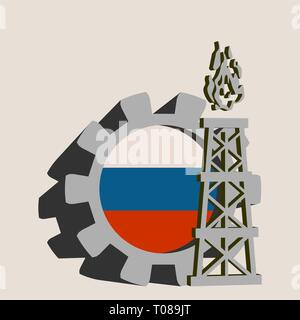 Zahnrad mit Gas rig einfach Symbol Stock Vektor