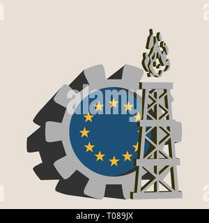 Zahnrad mit Gas rig einfach Symbol Stock Vektor