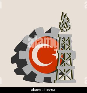 Zahnrad mit Gas rig einfach Symbol Stock Vektor