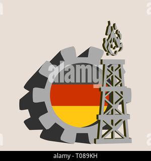 Zahnrad mit Gas rig einfach Symbol Stock Vektor
