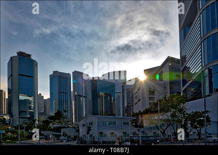 Hong Kong Stadtbild - Central District mit Bürotürmen und Banken Stockfoto