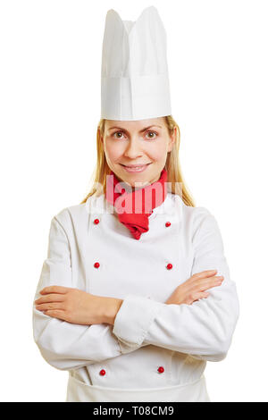 Junge lächelnde Frau, die ein Training zu kochen Stockfoto