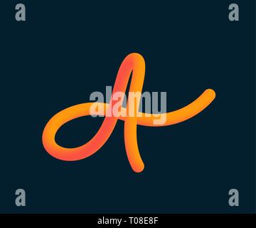 Vektor isolierten Buchstaben. - Vektorgrafik. Neon 3D Buchstaben. 3D-Abgerundeten Headline Font. Neon bubble typeset mit gemalten Brief. Matt hell-grün und blau Stock Vektor