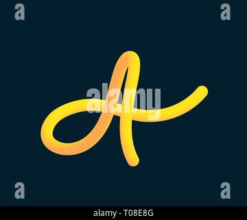 Vektor isolierten Buchstaben. - Vektorgrafik. Neon 3D Buchstaben. 3D-Abgerundeten Headline Font. Neon bubble typeset mit gemalten Brief. Matt hell-grün und blau Stock Vektor