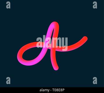 Vektor isolierten Buchstaben. - Vektorgrafik. Neon 3D Buchstaben. 3D-Abgerundeten Headline Font. Neon bubble typeset mit gemalten Brief. Matt hell-grün und blau Stock Vektor