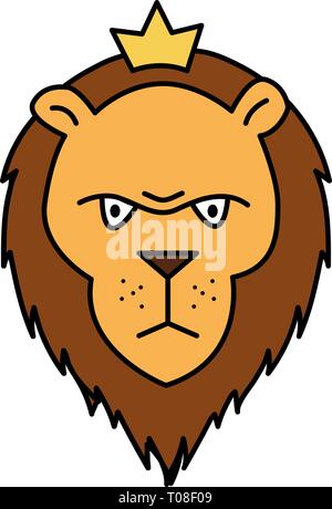 Lion Farbe logo Vorlage Vektor icon-Vektorgrafik. Lion Abbildung mit dem bösen Gesichtsausdruck. Stock Vektor