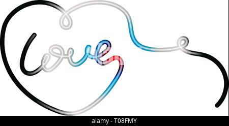 Hand Herz und Liebe hineingezogen. Entwurfselemente für den Valentinstag Stock Vektor