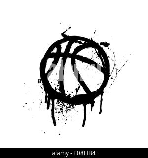 Schwarz grunge Basketball silhouette isoliert auf weißem Stock Vektor